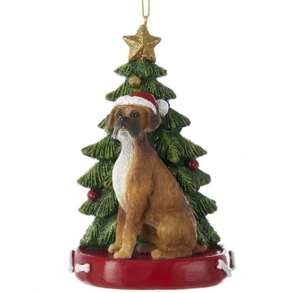 Kurt Adler Boxer with Tree and Lights Ornament (C7954BO)