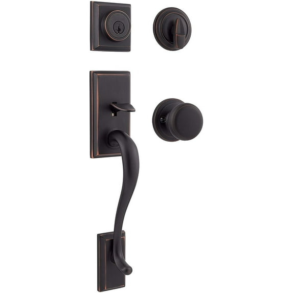 Hawthorne Handleset with Single Cylinder Deadbolt and Juno Door Knob and Rosette