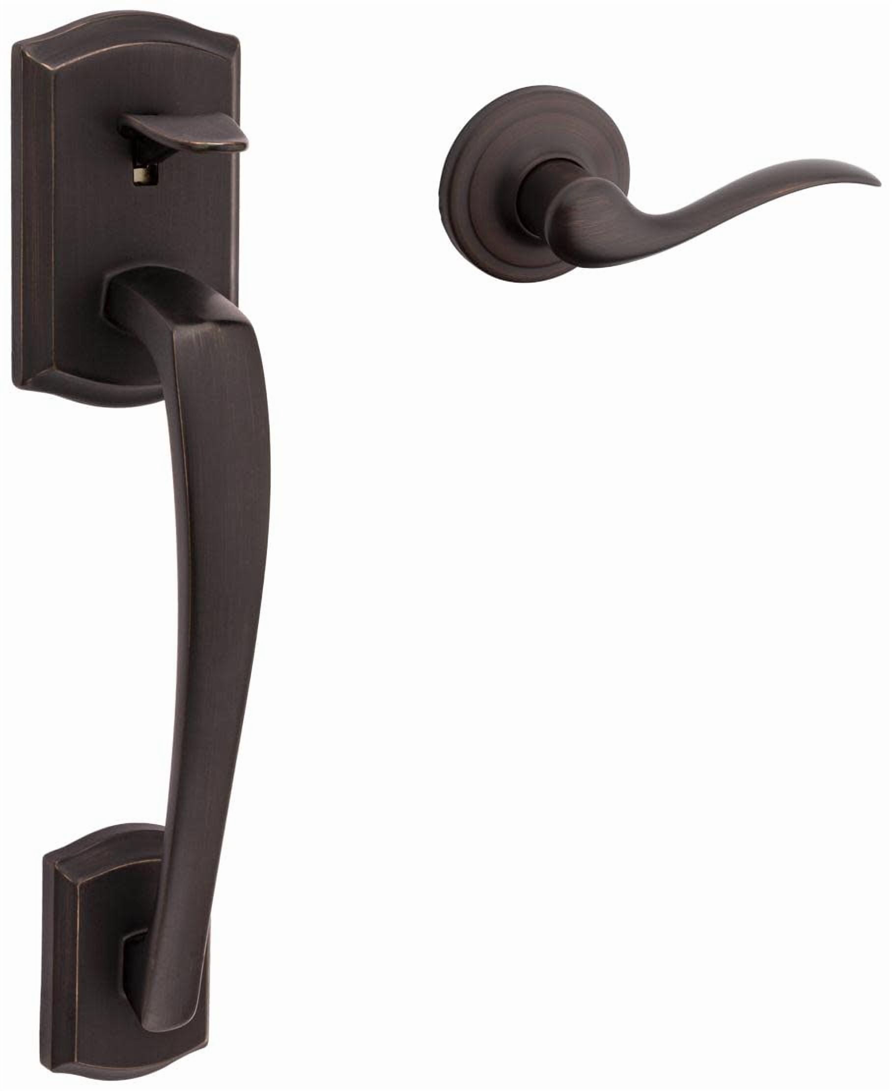 Kwikset Prescott Door Handleset Only with Tustin Door Handle in Venetian Bronze
