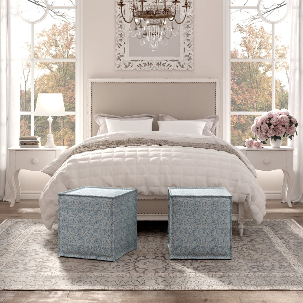 Kyndal Ottoman-Upholstered-Piping Accents -