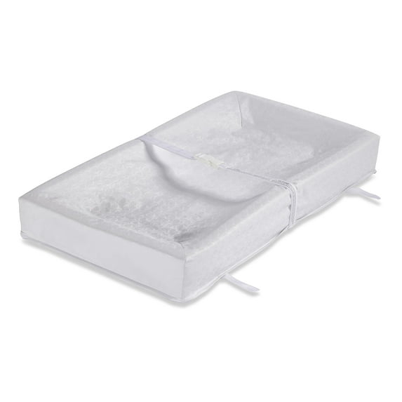L.A. Baby Polyester Easy to Clean Embossed Cover Waterproof Diaper Changing Pad, White