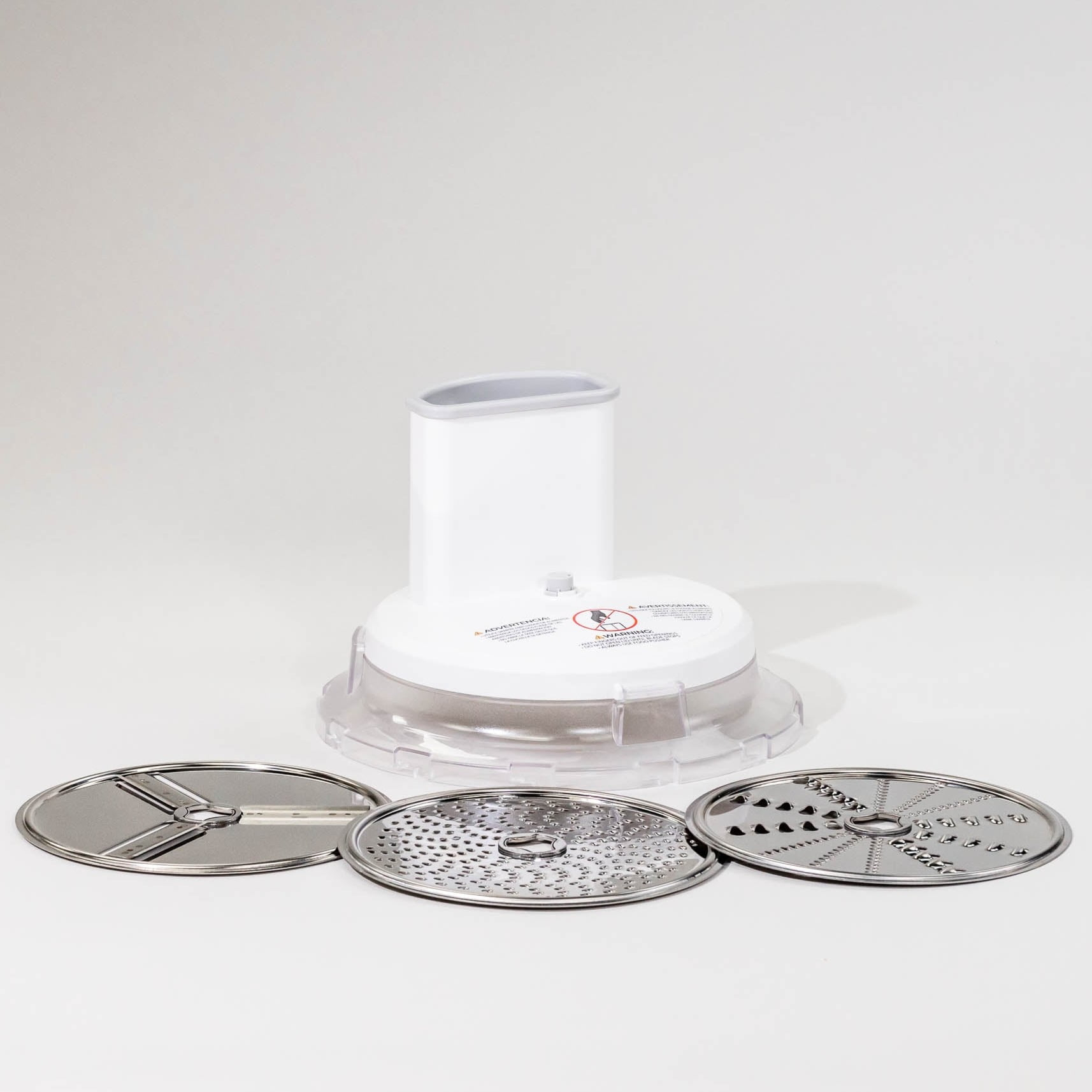 Large White and Stainless Steel Slicer Shredder Attachment