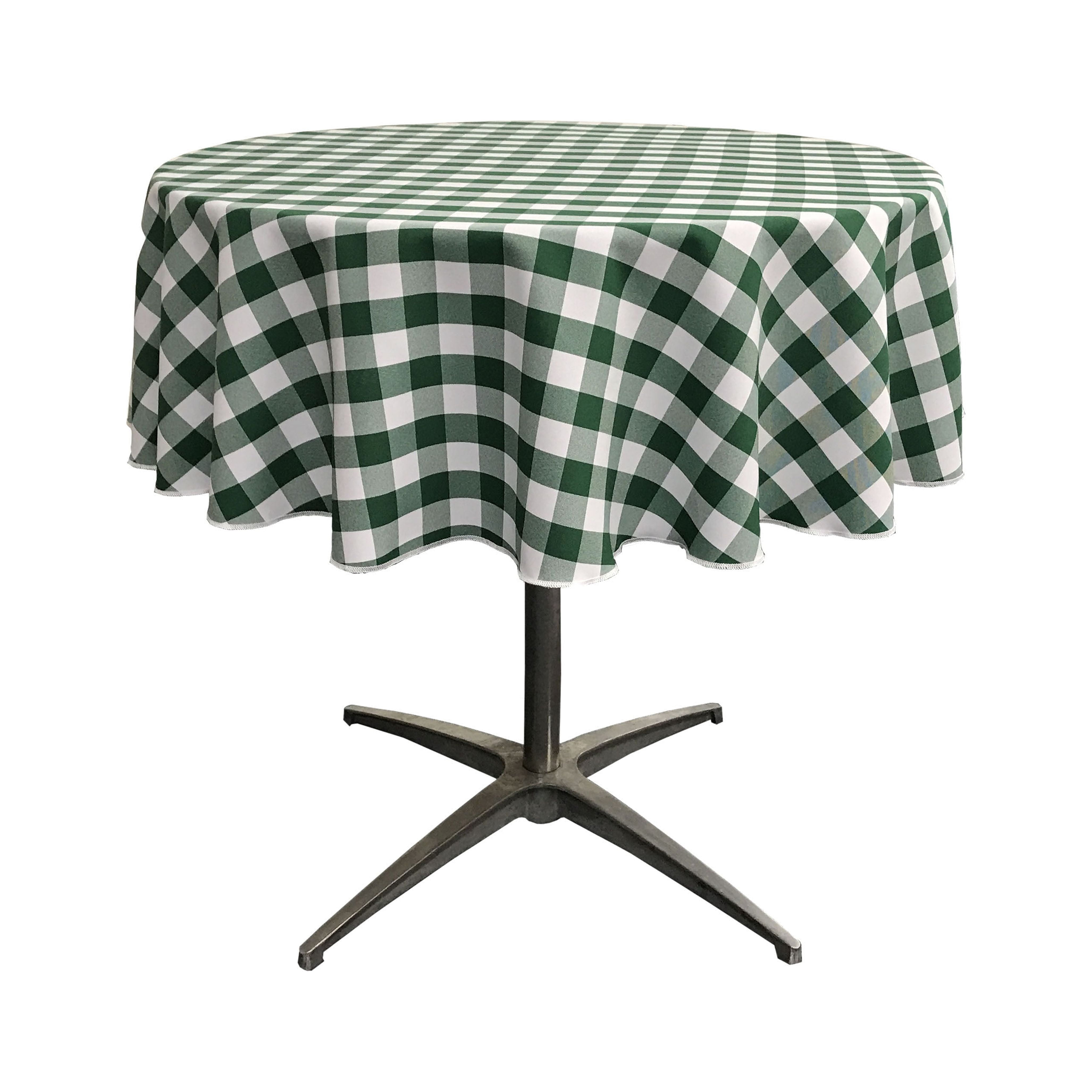 TCcheck51R-HunterGreenK20 Polyester Gingham Checkered Tablecloth, White & Hunter Green - 51 in. Round
