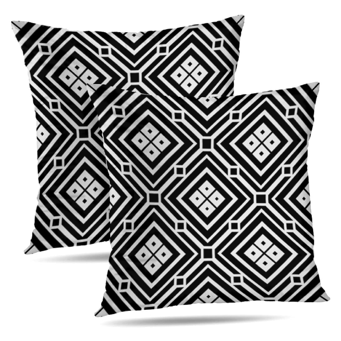 Modern Abstract Black and White Pillow Covers 18x18 in Couch Pillow Case Sets of 2 Decorative Square Throw Pillows for Home Living Room Bedroom Bed Cushion Outdoor