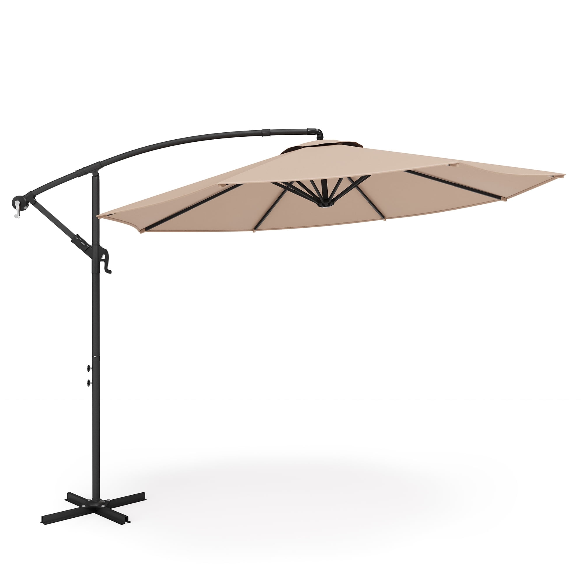 LAUSAINT HOME 10 ft Cantilever Patio Umbrella, Round Outdoor Beige Umbrella
