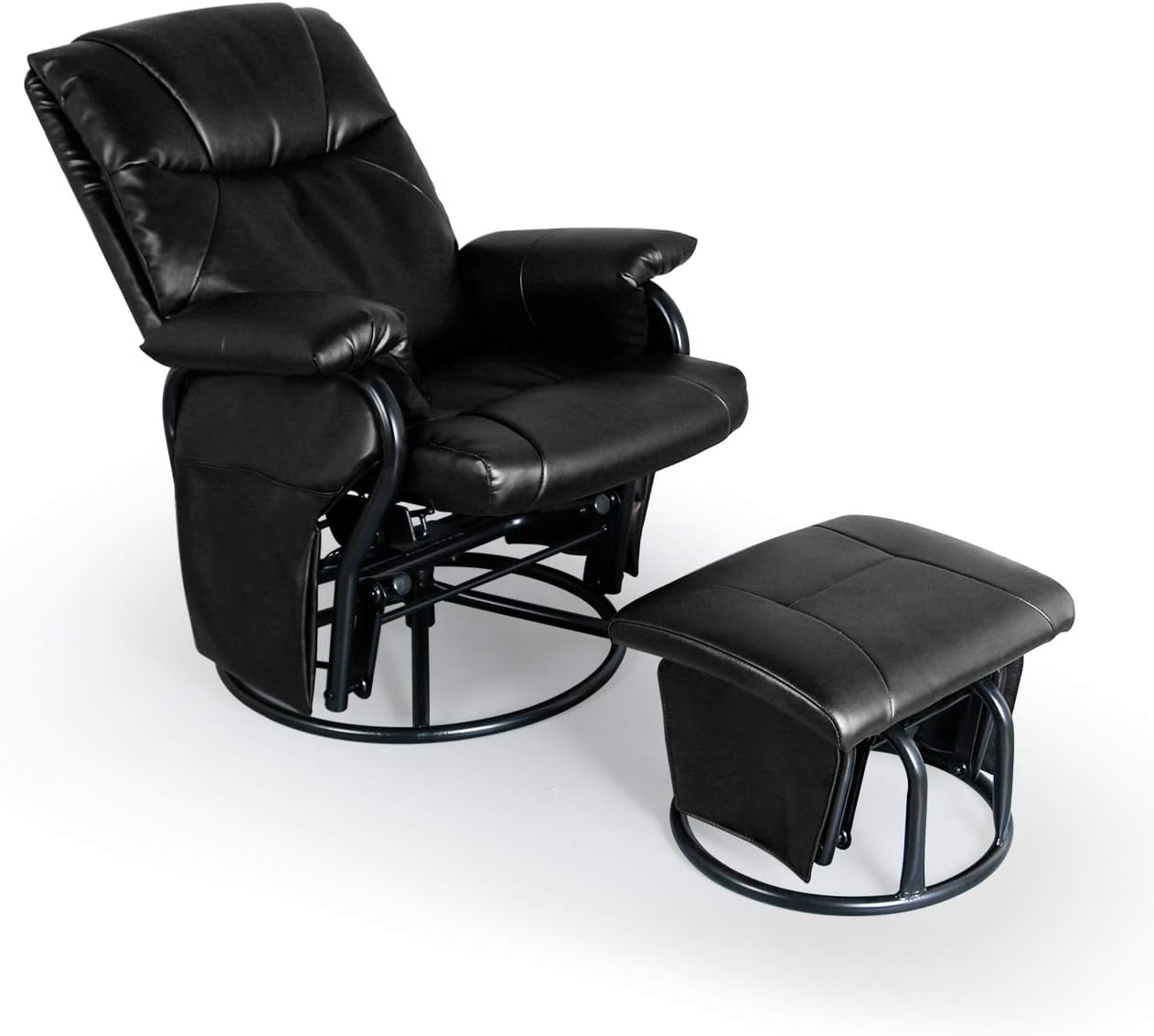 LAZZO Glider Chairs Rocking Chair, Metal Glider Chair with Removable Points and Armrests, for Outdoors, Garden, Deck, Black