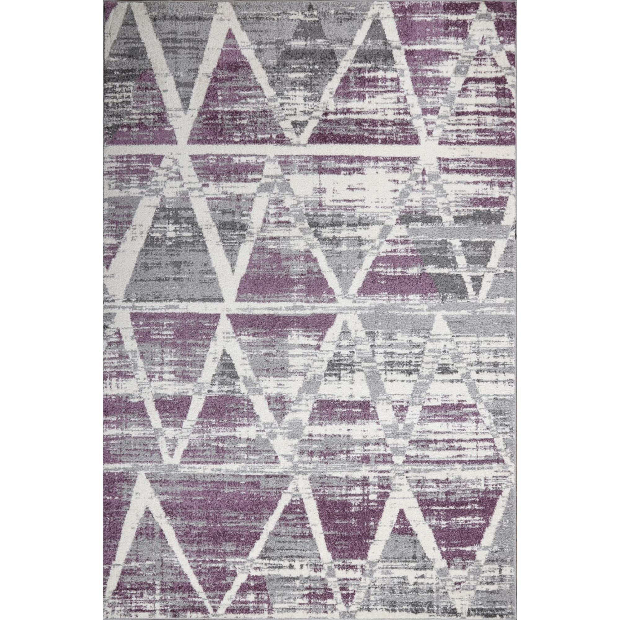 LBaiet 5' x 7' Purple and Gray Geometric Lines Rectangular Area Throw Rug
