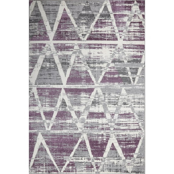 LBaiet 5' x 7' Purple and Gray Geometric Lines Rectangular Area Throw Rug