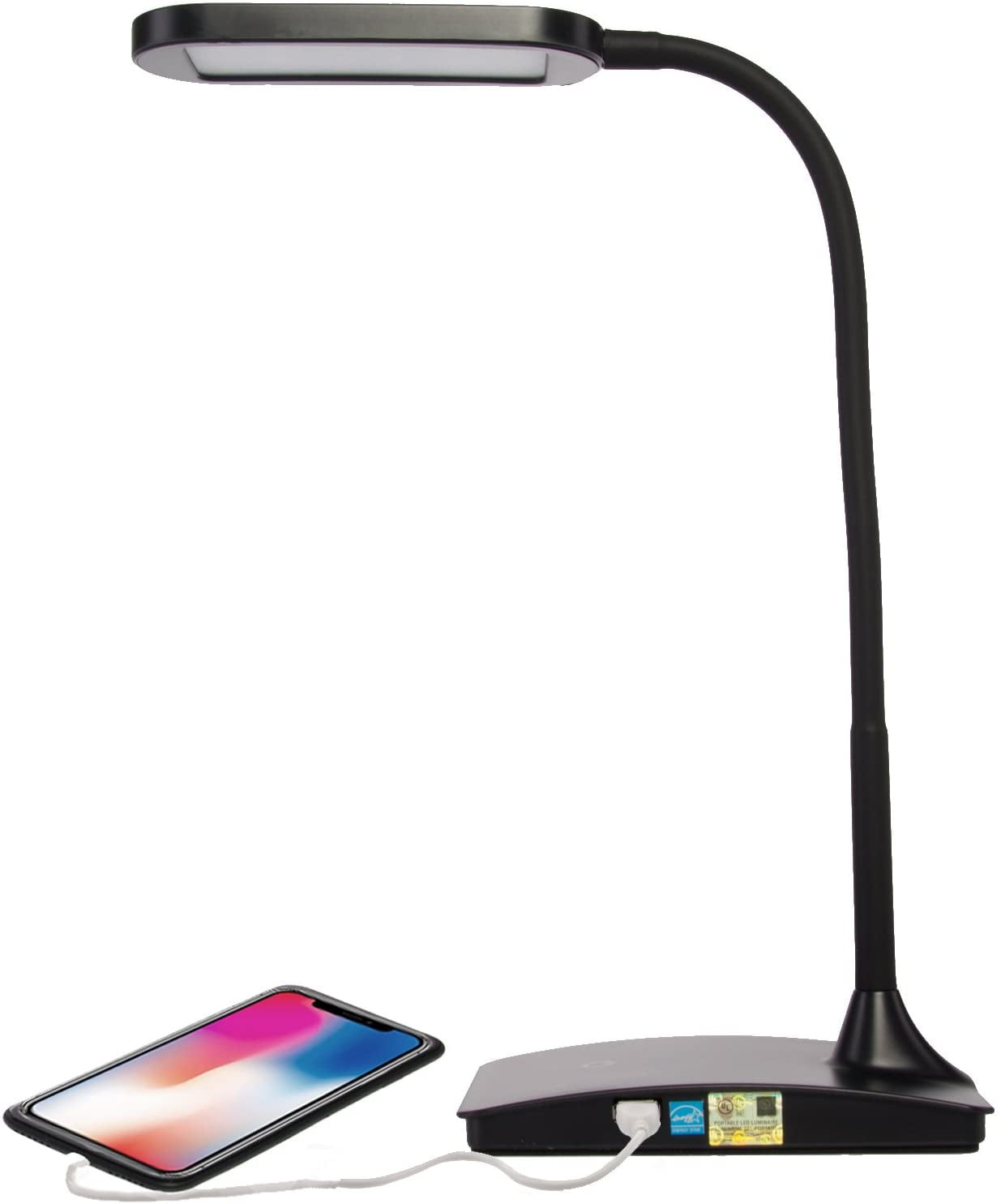 TW Lighting LED Desk Lamp with USB Charging Port Dimmable Study Home Office Lamps Black