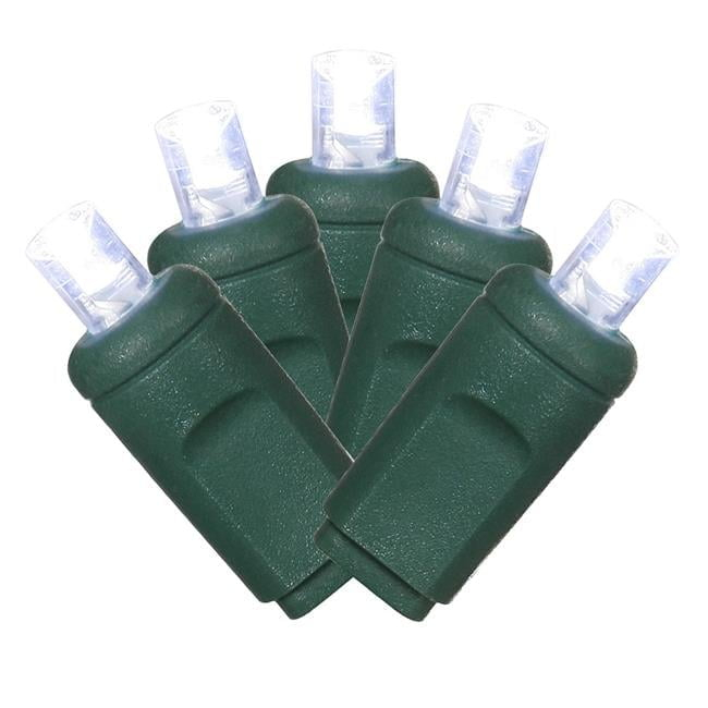 Vickerman 34' Cool White Single Mold Wide Angle LED Christmas light set, Green Wire