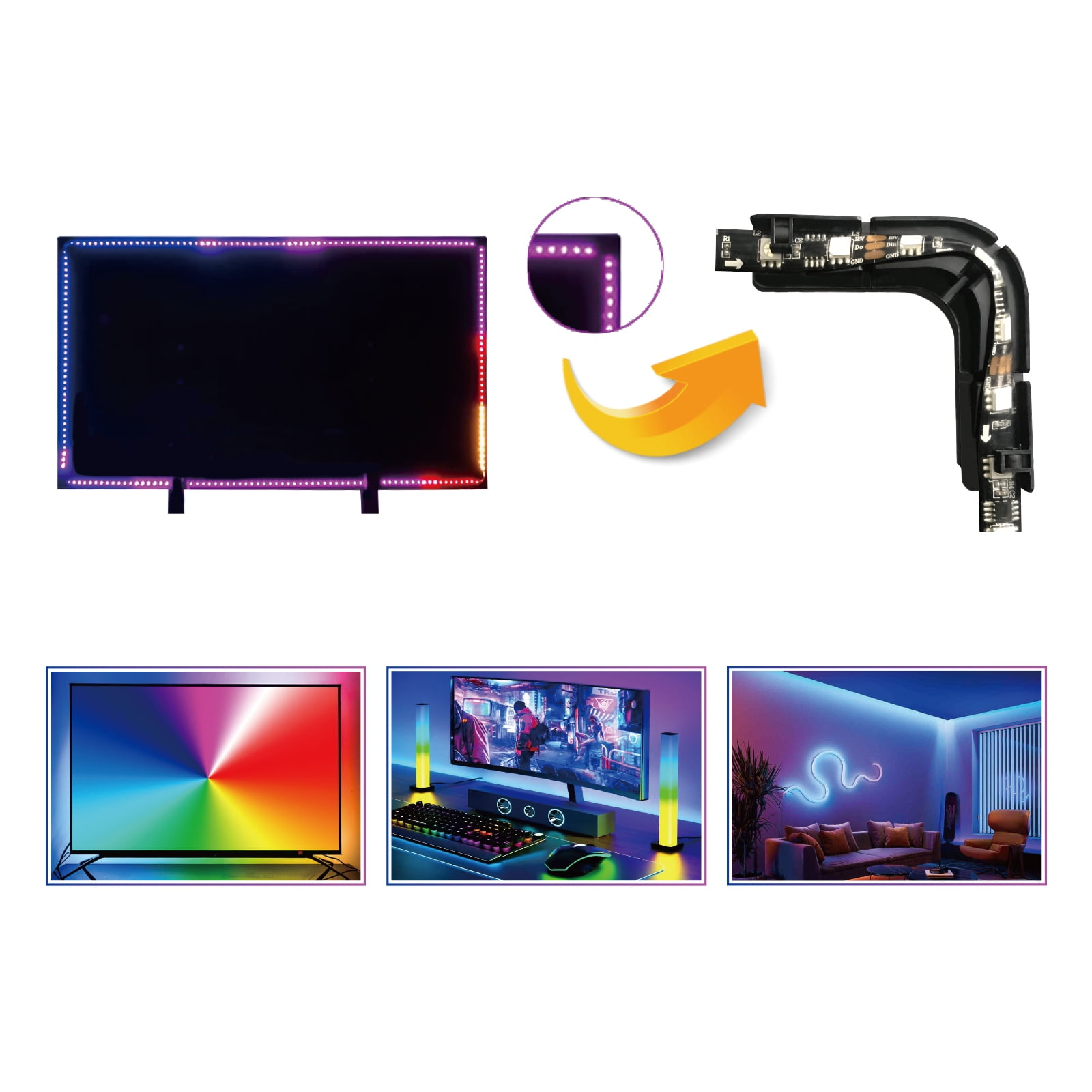 BOXPUT LED Light Strip Corner Connection Holder Replacement LED Light Strip Connectors LED Strip Mounting Clips Gapless Connectors for 8mm-12mm LED Strip Lights CH1