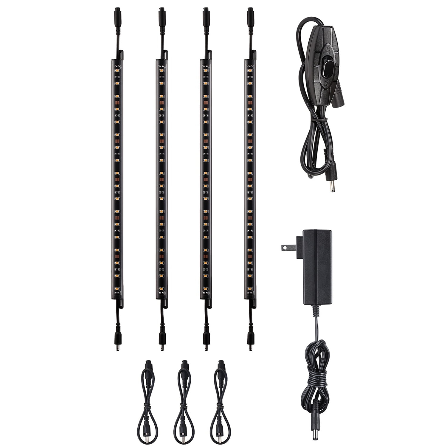 LED Safe Lighting Kit for Under Cabinet, Gun Safe, Shelf, Showcas, (4) 12 Inch Linkable Light Bars + Rocker Switch + UL Adapter, 5000K Daylight, Pack of 4