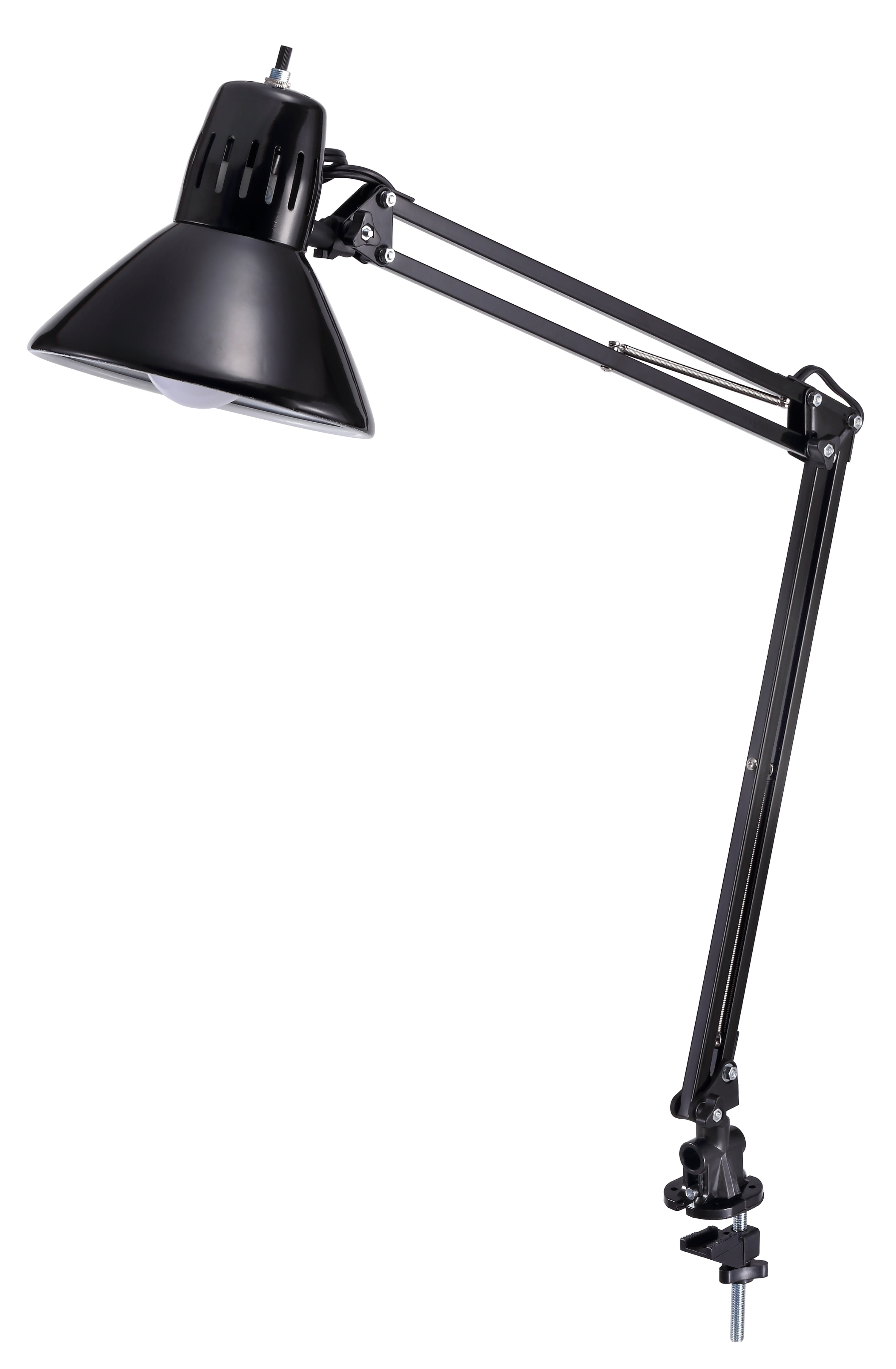 LED Swing Arm Desk Lamp with Clamp Mount, 36" Reach, Includes LED Bulb, Black (VLF100)