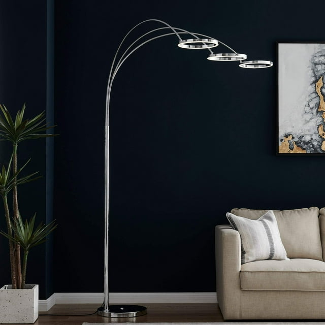 LED Three Ring Hong Kong Arc Floor lamp // Chrome, Not Dimmable