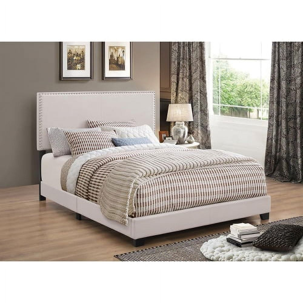 Boyd Full Upholstered Bed with Nailhead Trim Ivory