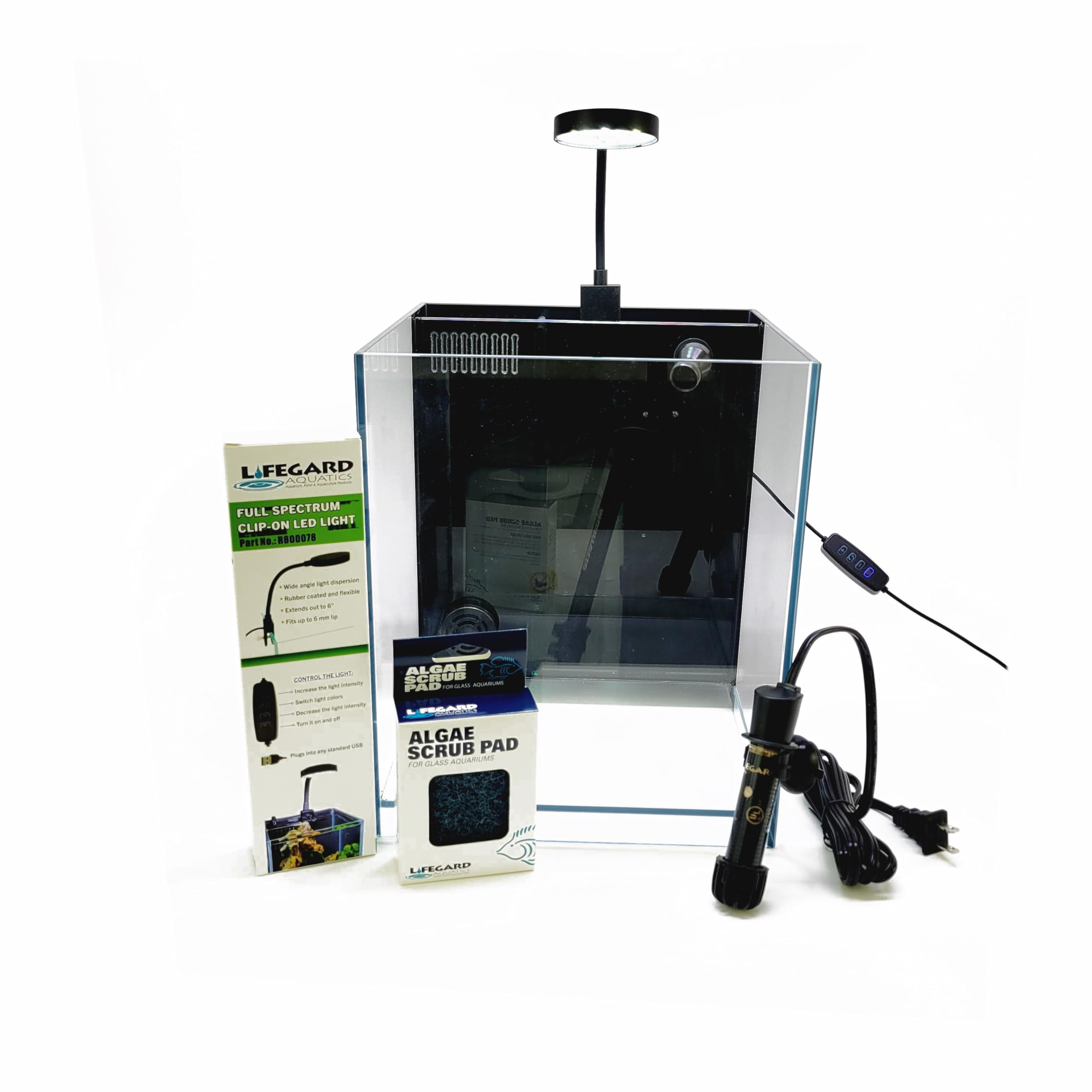 Lifegard Low Iron Ultra Clear Crystal Aquarium with Built in Filter ��������������������������� Rimless Glass, Beveled Edge, Elevated Style ��������������������������� Direct Jet Flow ��������������������������� 8.3 GPH