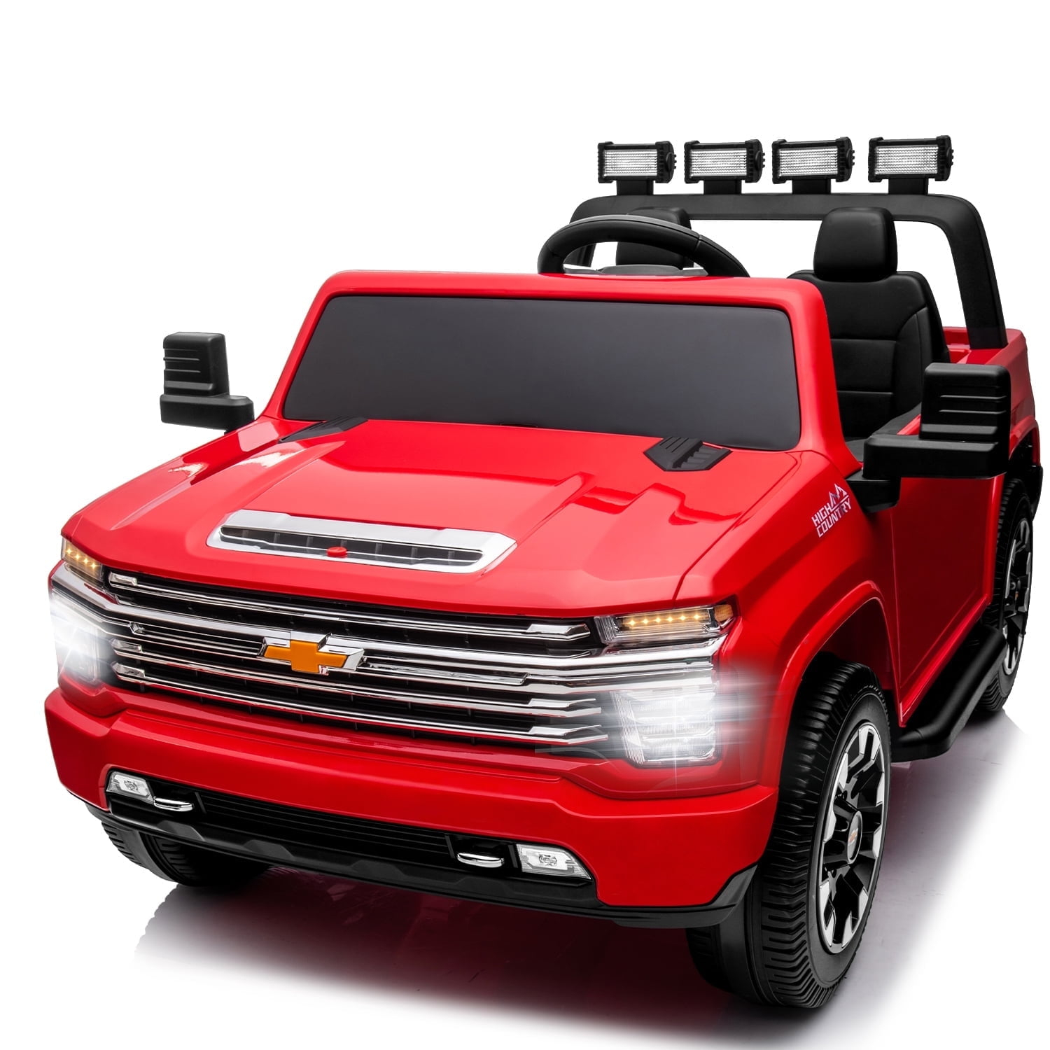 LUIBAS 24V Ride on Toy, 2 Seater Licensed Chevrolet Silverado HD with Remote Control, Battery Powered Kids Electric Ride on Truck for Boys Girls with Wear-Resistant EVA Tires, Music, Bluetooth, Red