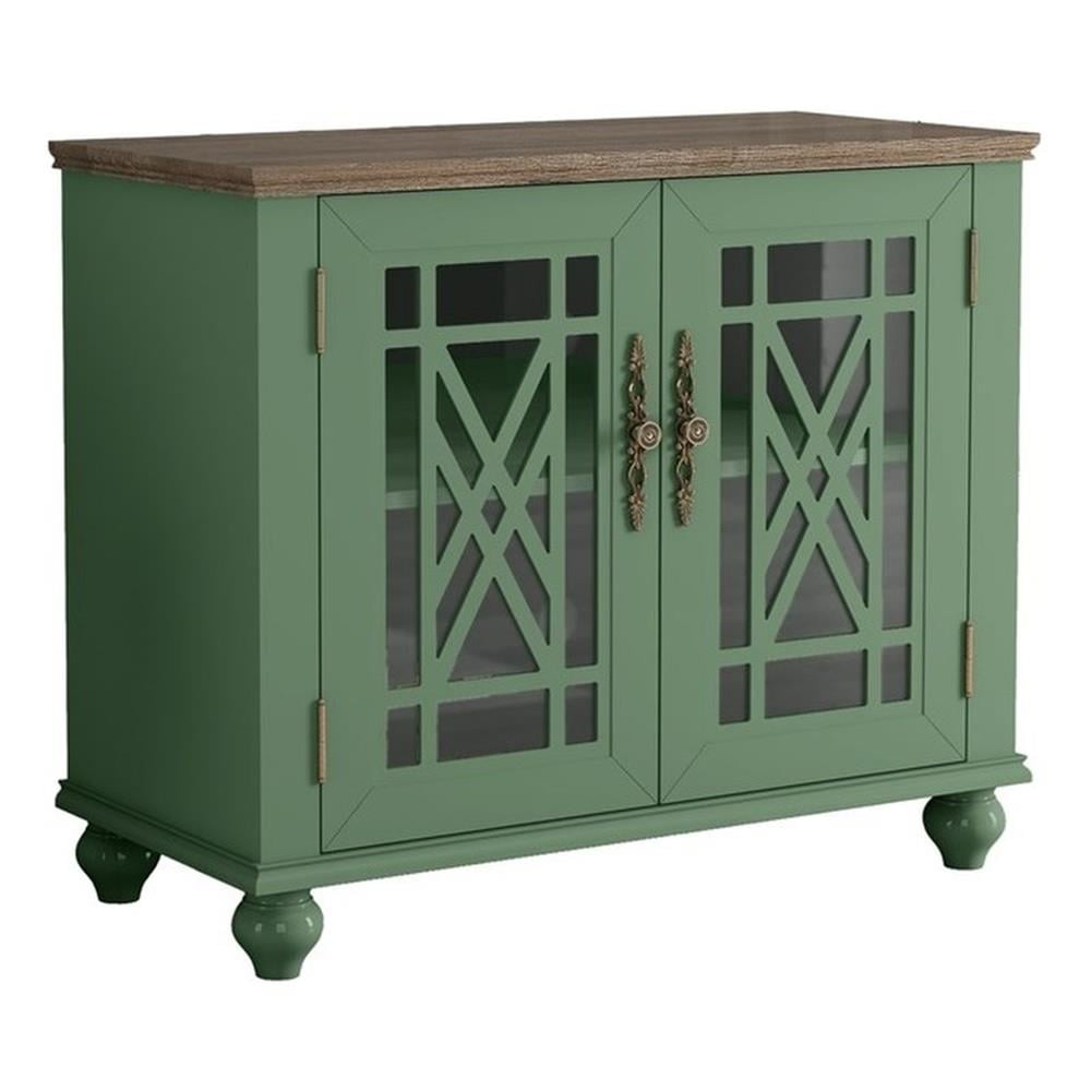 LIVILAND 38" Vintage Style Wood Kitchen Accent Buffet Sideboard Cabinet - Green