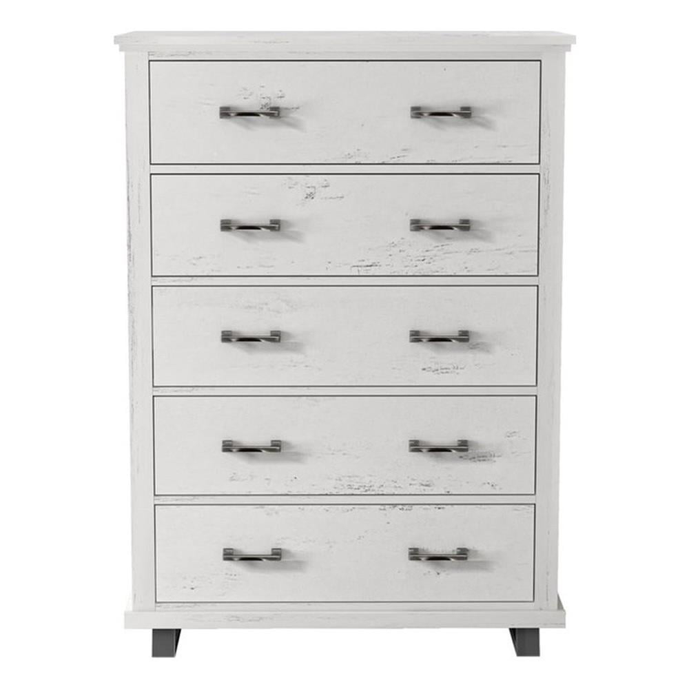LIVILAND 38 inch Wide 5-Drawer Tall Dresser - Antique White