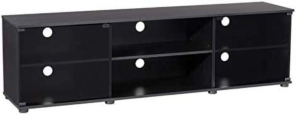 Fiji Ravenwood Black Engineered Wood TV Stand with Glass Doors for TVs up to 85"