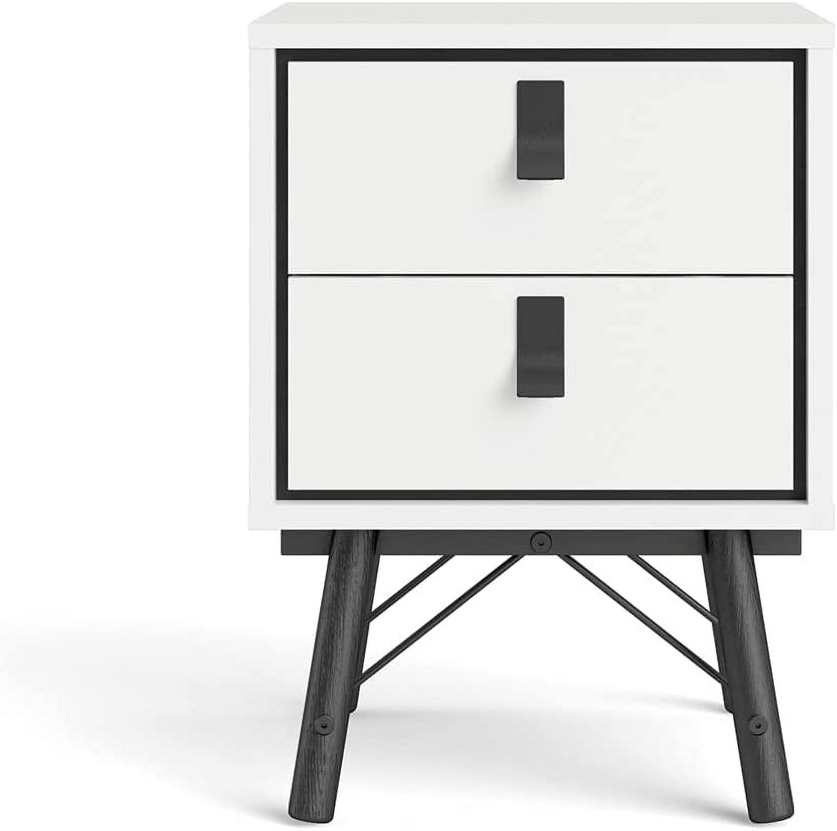 Ry 2 Drawer Nightstand, White Matte/Black