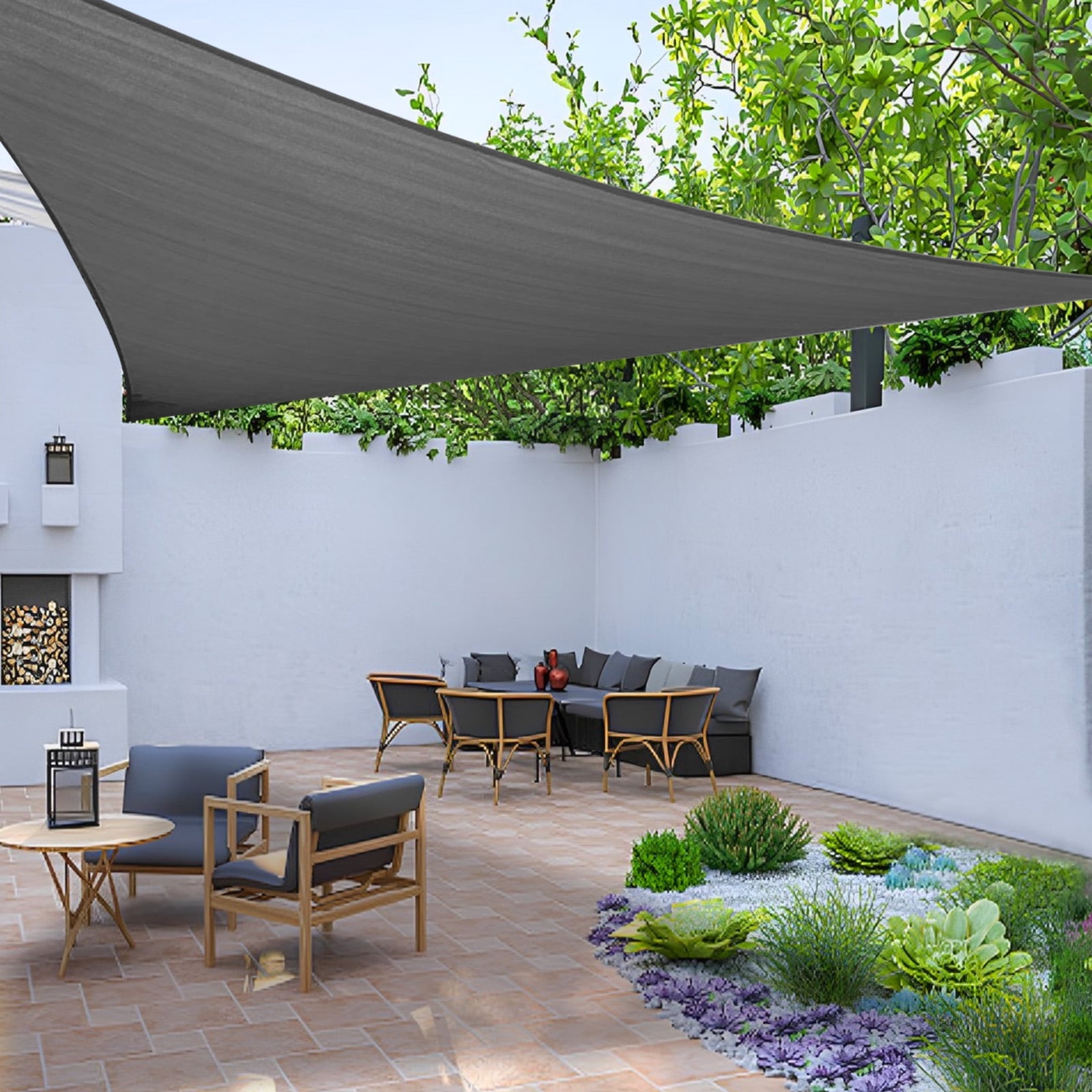 LOVE STORY Sun Shade Sail 16' x 16' x 16' Dark Gray Triangle Canopy UV Block Awning for Outdoor Patio Backyard Garden (We Make Custom Size)