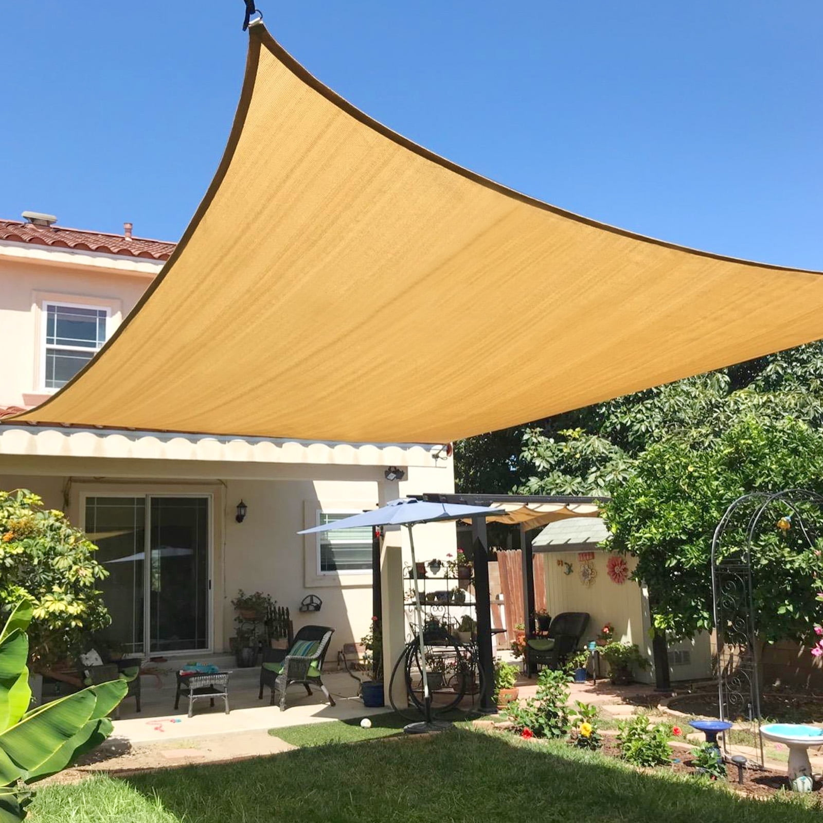 LOVE STORY Sun Shade Sail 8' x 12' Sand Rectangle Canopy UV Block Cover for Outdoor Patio Backyard Garden (We Make Custom Size)