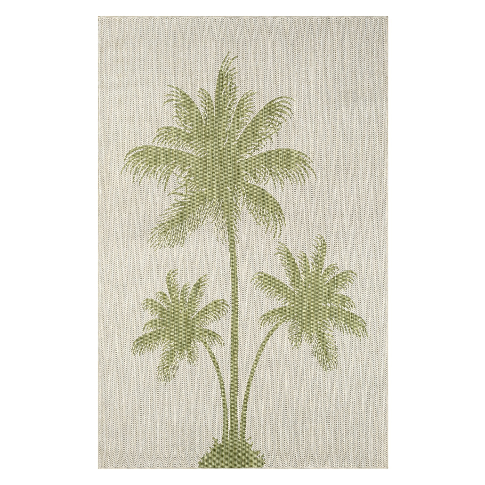 LR Home Camila 5' x 7', Beige/Green Palm Tree Fade, Stain, and Moisture Resistant Indoor/Outdoor Area Rug