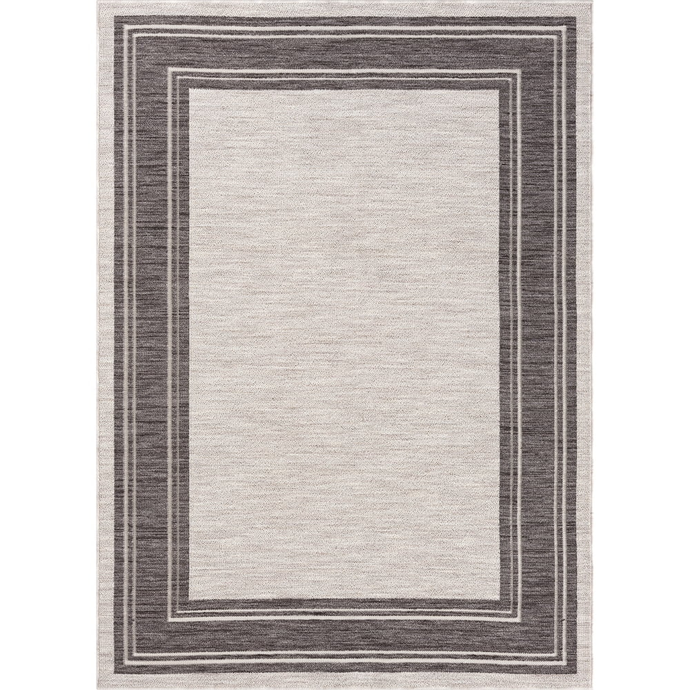 LR Home Gayle 5' x 7' Ivory/Gray Bordered Performance Indoor/Outdoor Area Rug