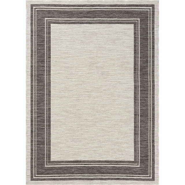 LR Home Gayle 5' x 7' Ivory/Gray Bordered Performance Indoor/Outdoor Area Rug