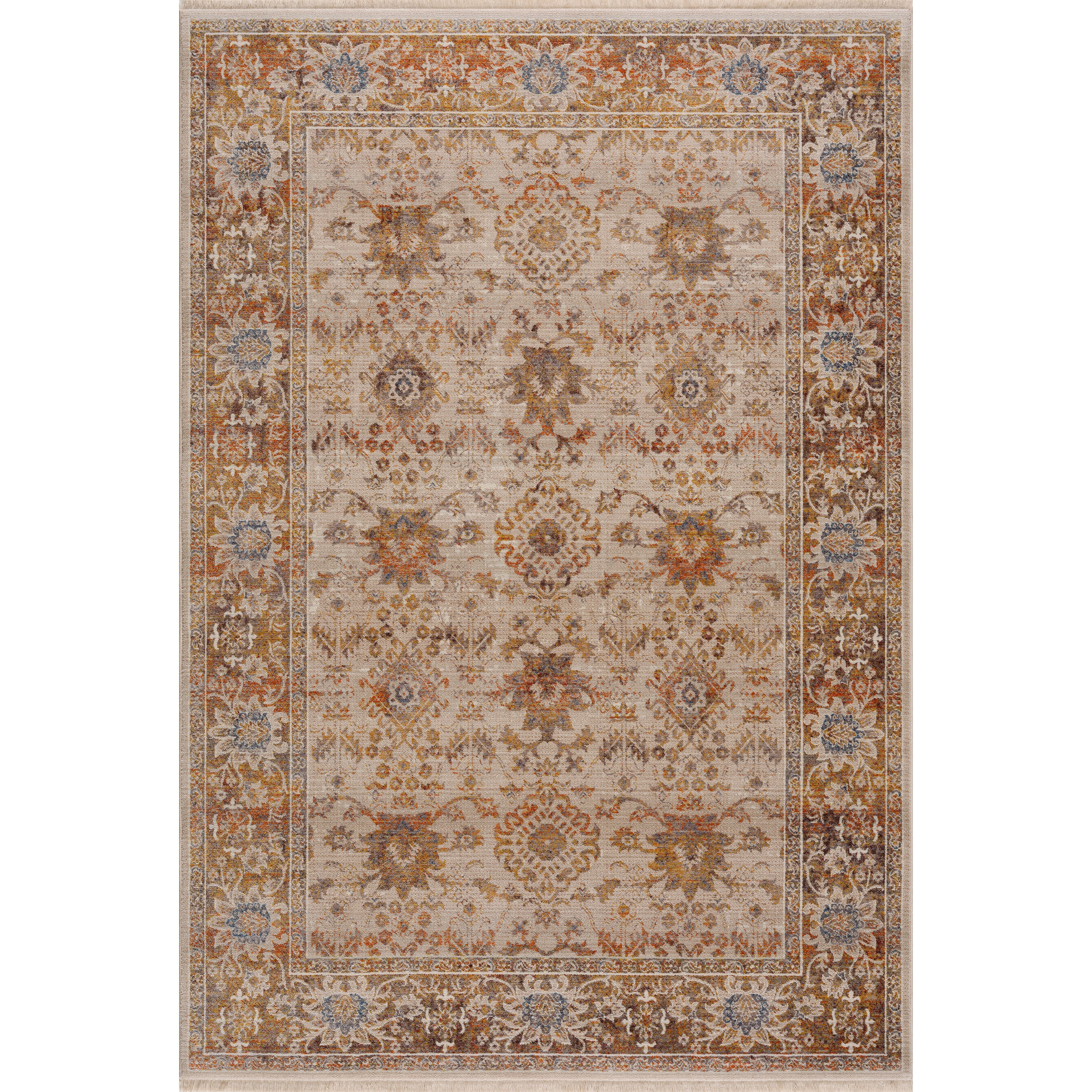 LR Home Helena Estrel Brown/Beige Traditional Bordered Polyester Area Rug, 5' x 8'