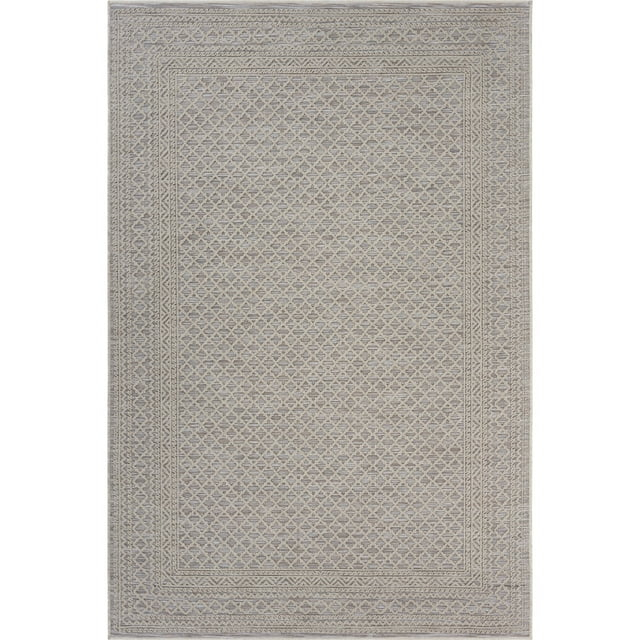 LR Home Reese 5' x 7', Gray Trellis Fade, Stain, and Moisture Resistant Indoor/Outdoor Area Rug