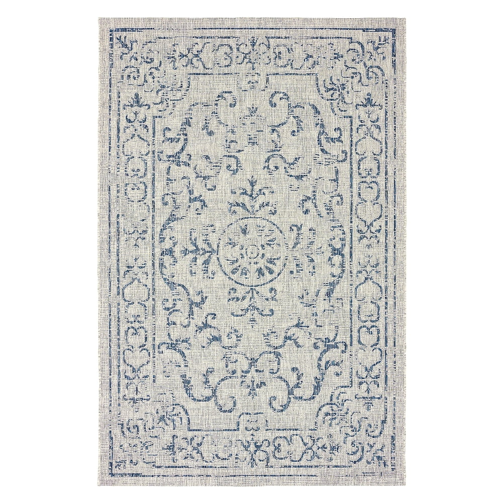 LR Home Victoria 2' x 3' Navy/Gray Medallion Indoor/Outdoor Area Rug