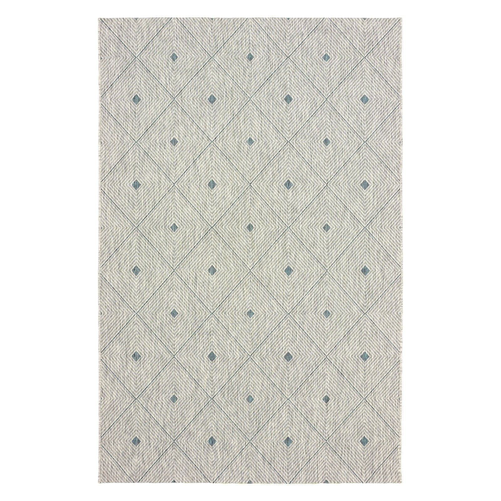 LR Home Victoria 5' x 8' Blue/Gray Diamond Indoor/Outdoor Area Rug