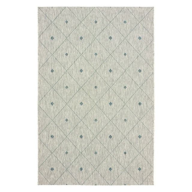 LR Home Victoria 5' x 8' Blue/Gray Diamond Indoor/Outdoor Area Rug