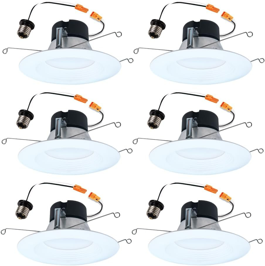 HALO LT 5/6 in. LED Recessed Light Retrofit with Baffle Trim, Selectable 5CCT, IC Rated, Dimmable, White, 6-Pack