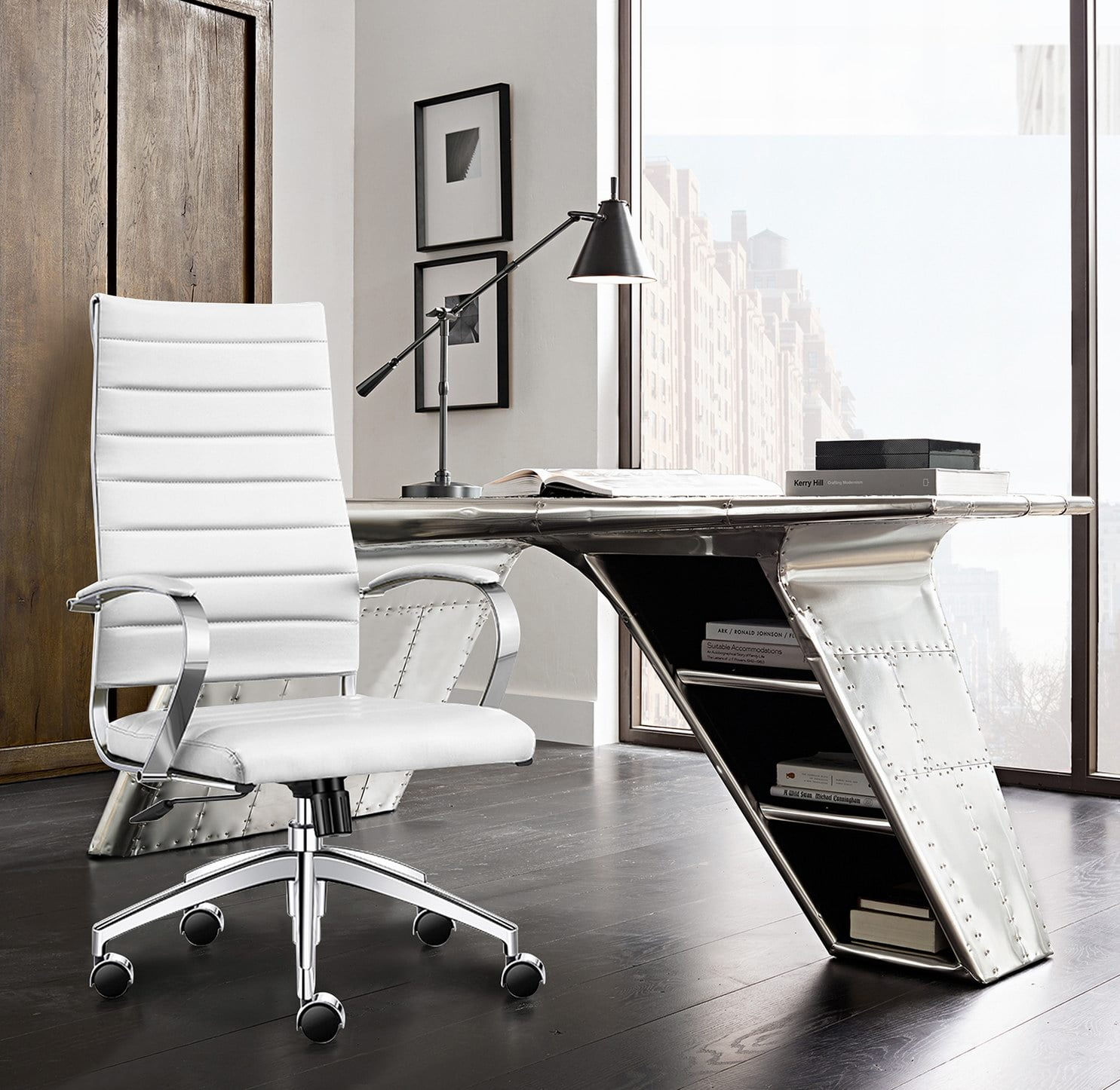 LUXMOD High Back Executive Office Chair with Armrest Adjustable Swivel Chair in Durable Vegan Leather Modern Office Chair Ergonomic Desk Chair for Extra Back & Lumbar Support – Black