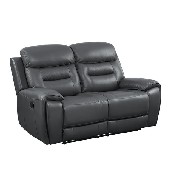 LV00073 - Motion Loveseat, Gray Top Grain Leather - Lamruil