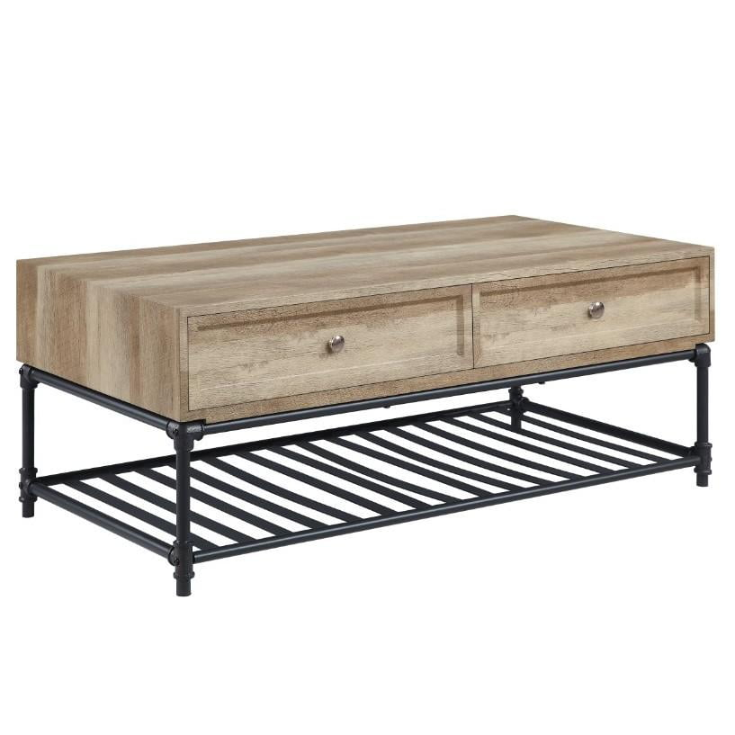 LV00748 - Coffee Table, Oak & Sandy Black Finish - Brantley