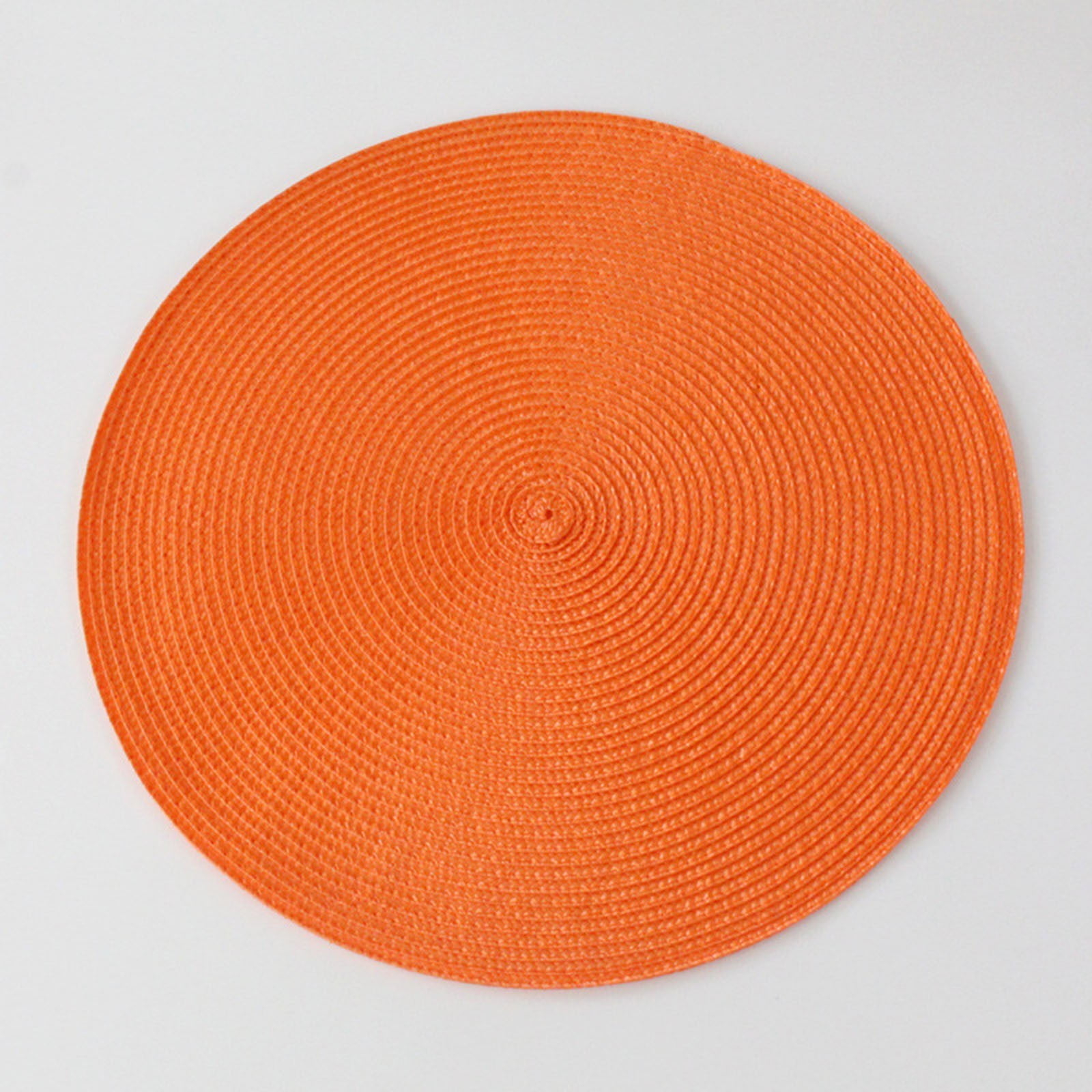 LYCAQL Round Braided Placemats Set of 4 Table Mats for Dining Tables Woven Washable Non-Slip Place mats 15 inch for Table Decor(Orange, 4pcs)
