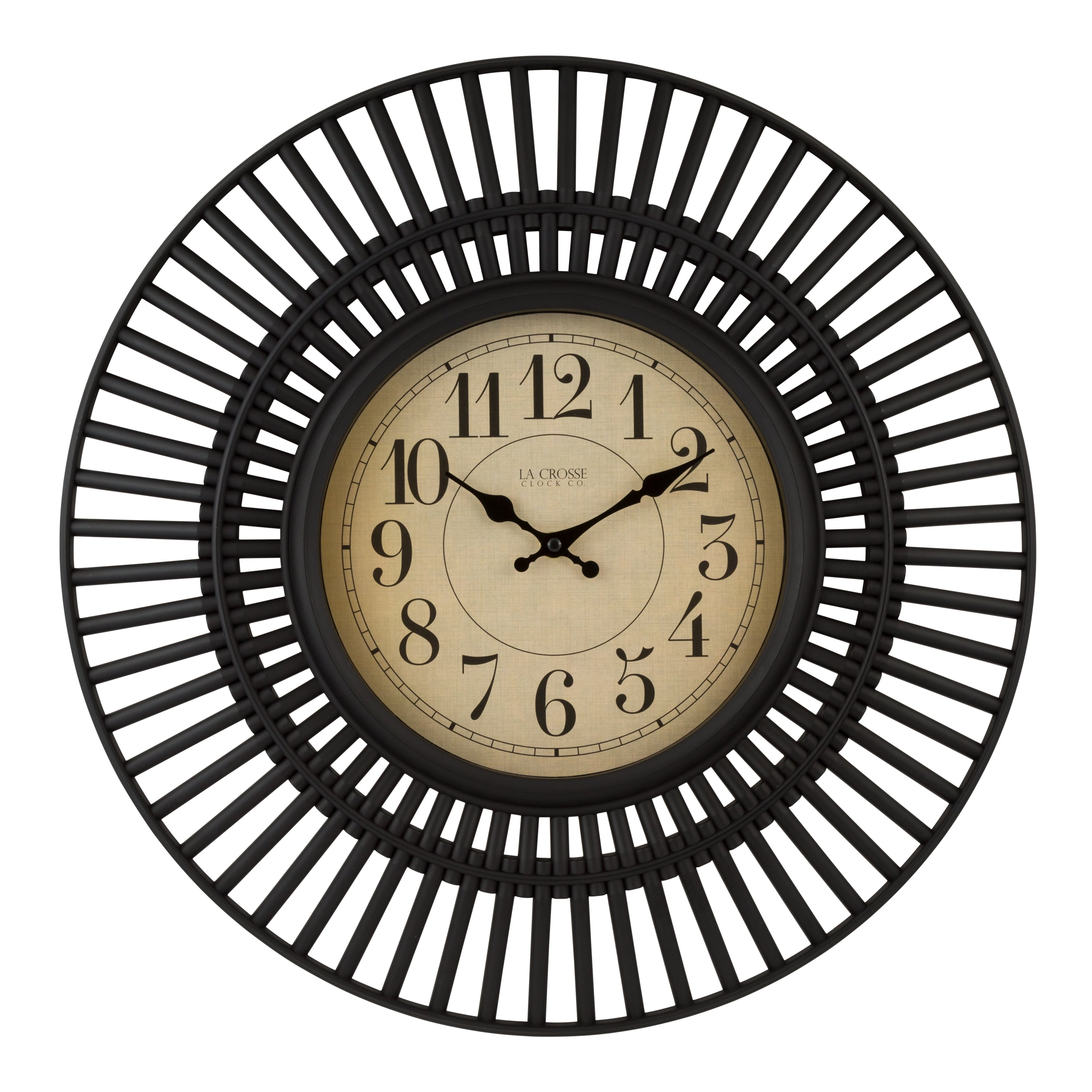 La Crosse Clock 20-inch Covington Contemporary Black Quartz Analog Wall Clock, 404-3051