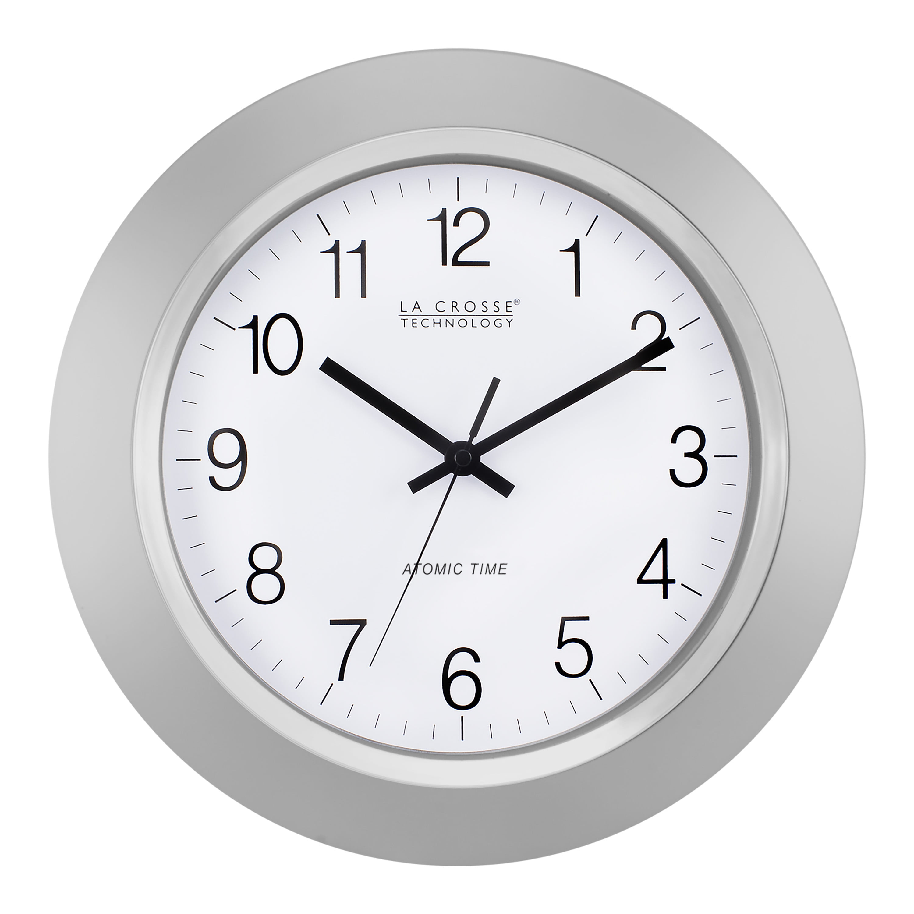 LcXctD WT-3144S 14 Inch Atomic Analog Silver Wall Clock