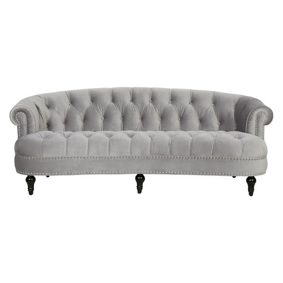 La Rosa 84" Chesterfield Tufted Sofa Opal Grey