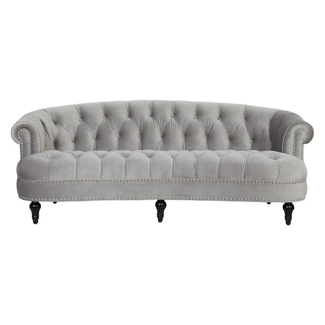 La Rosa 84" Chesterfield Tufted Sofa Opal Grey