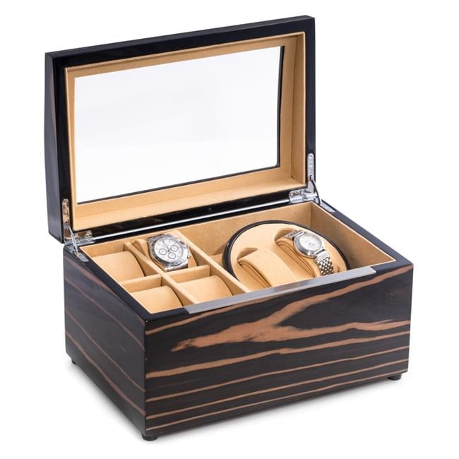 Lacquered Ebony 2 Watch Winder &Watch Storage