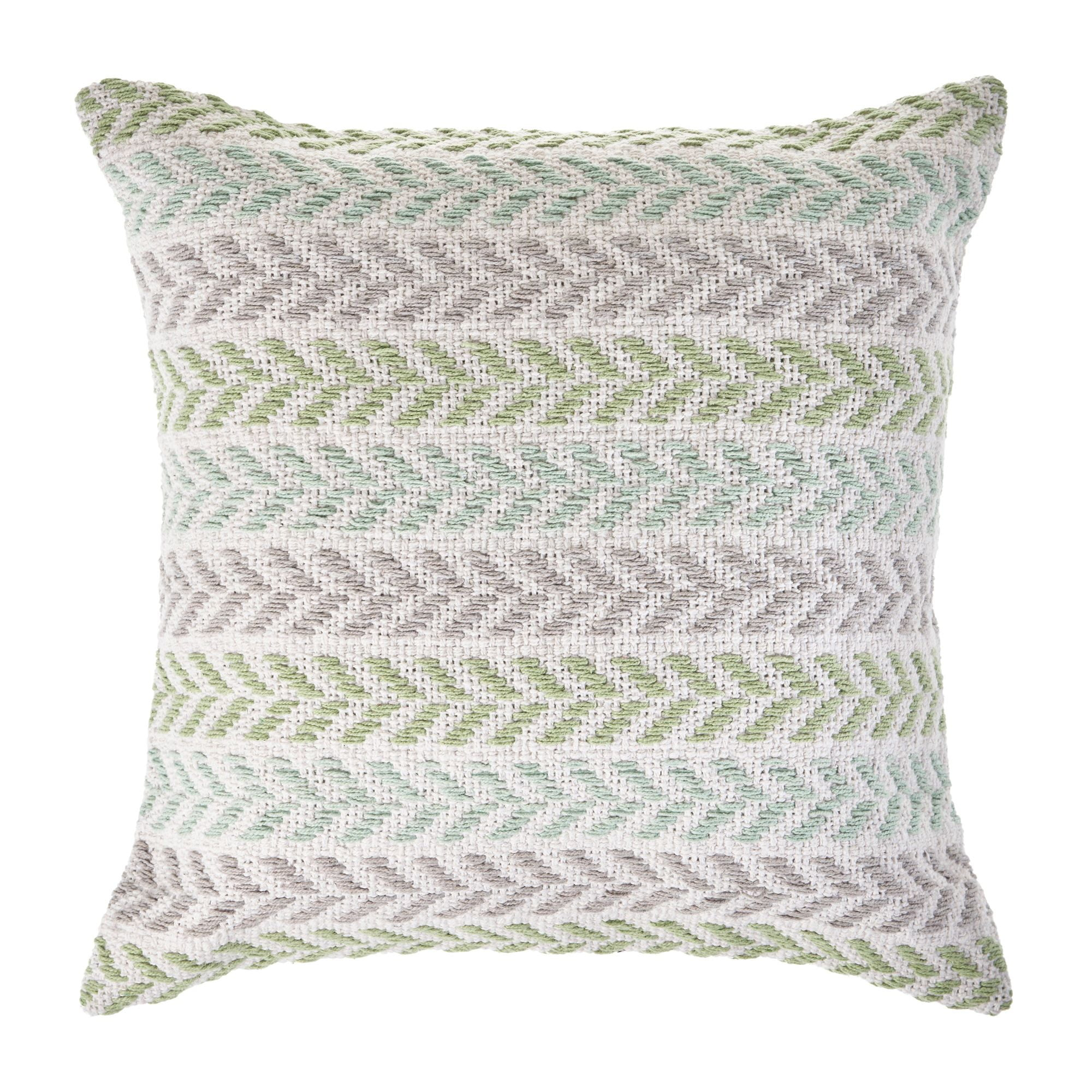 Laddha Home Designs 18" Green and Purple Hand Woven Chevron Square Throw Pillow