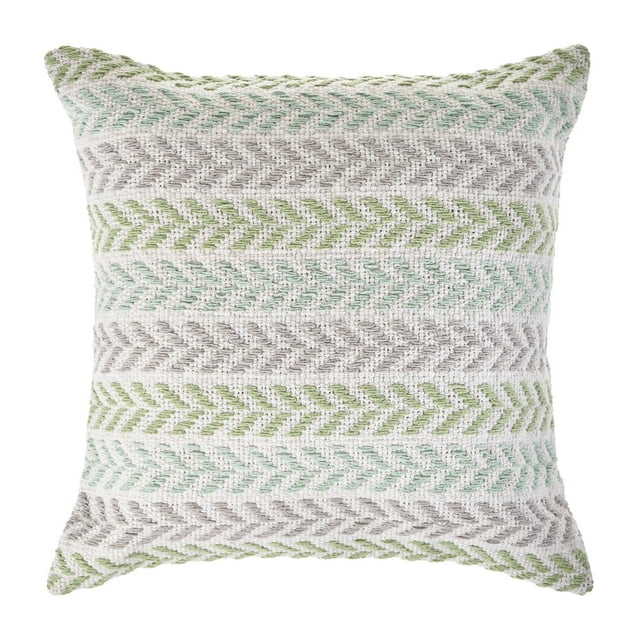 Laddha Home Designs 18" Green and Purple Hand Woven Chevron Square Throw Pillow