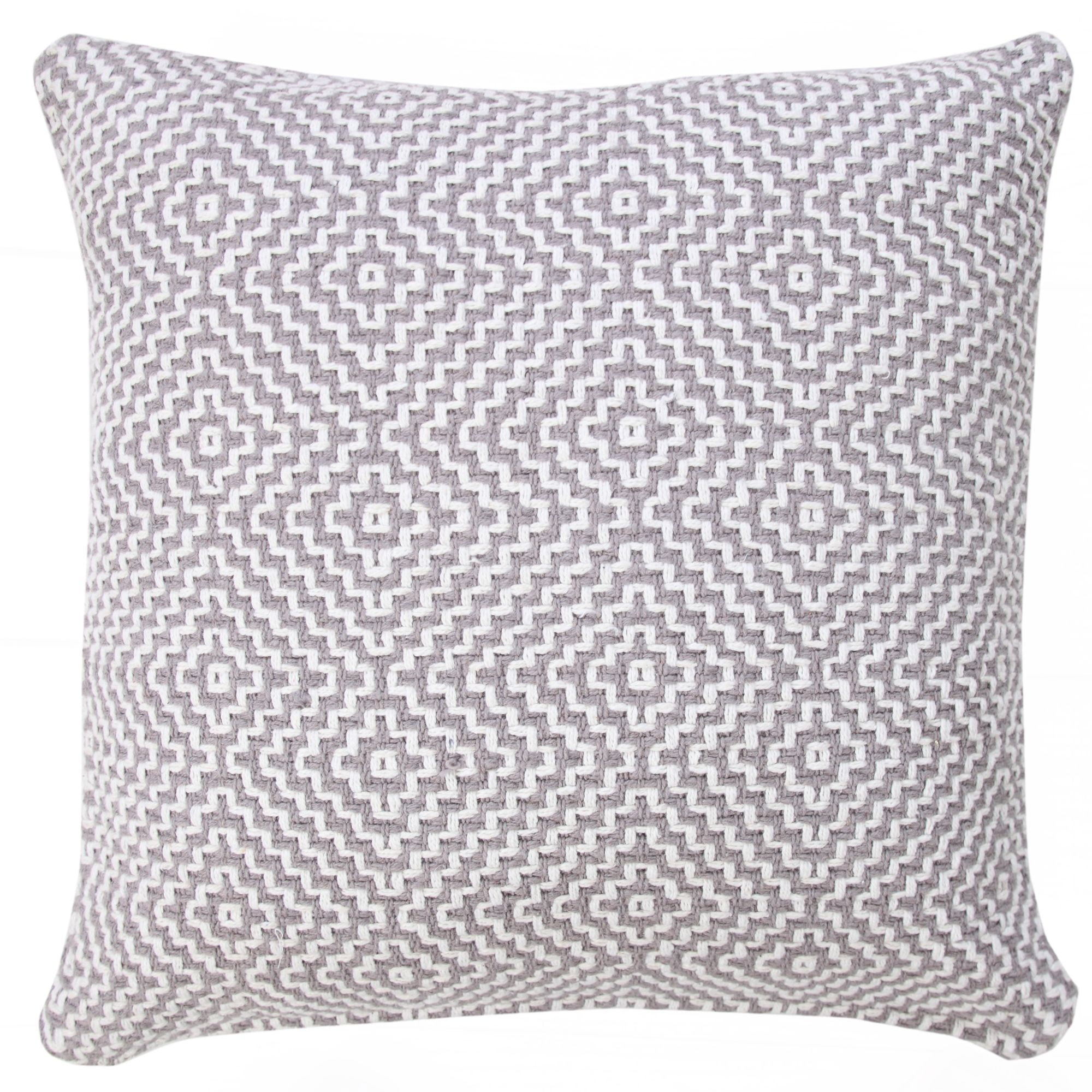 Ox Bay 20" x 20" Hand-Woven Gray/ White Diamond Organic Cotton Pillow Cover