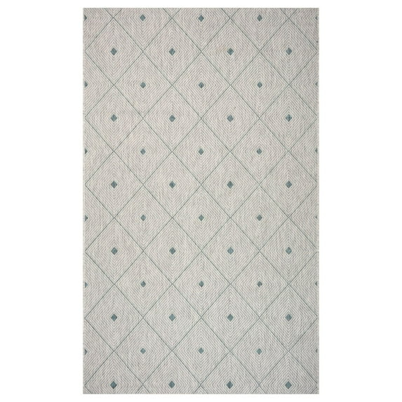 LR Home Victoria 5' x 8' Blue/Gray Diamond Indoor/Outdoor Area Rug