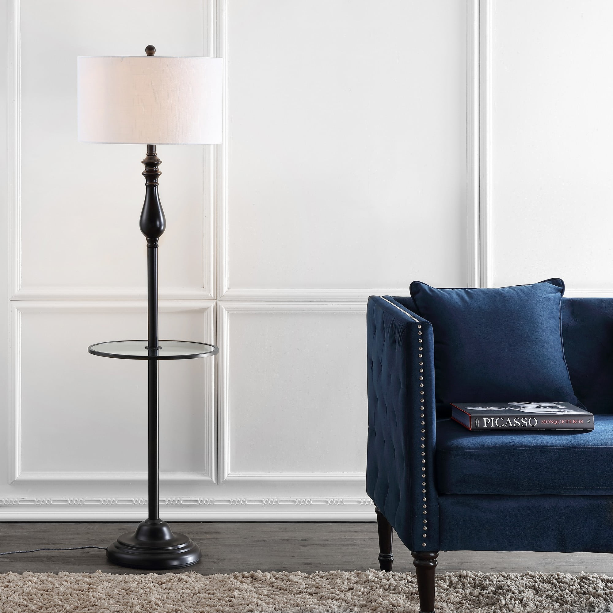 Rephen 60'' Black LED Swing Arm Floor Lamp with USB